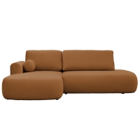 Canapé d’angle convertible avec coffre effet peau de mouton orange - Angle gauche