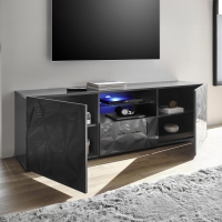 Meuble TV design 2 portes 2 niches et 1 tiroir noir