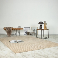 Tapis en tissu doux &agrave; motif en relief beige - 160x230 cm