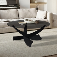 Table basse en verre teinté pieds croisés noir