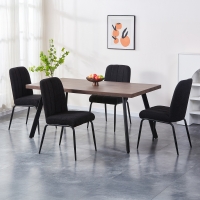 Lot de 4 chaises en tissu bouclette noir pieds en métal noir