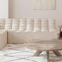 Canap&eacute; 2 places modulable en tissu beige