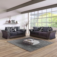 Ensemble canap&eacute; 3+2 places gris et noir