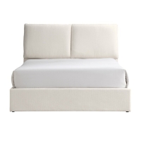 Lit double en tissu beige avec coffre 160x200 cm