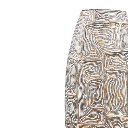 Vase totem en résine blanc et doré H60 cm