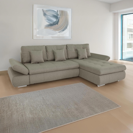 Canapé d'angle réversible convertible en tissu taupe