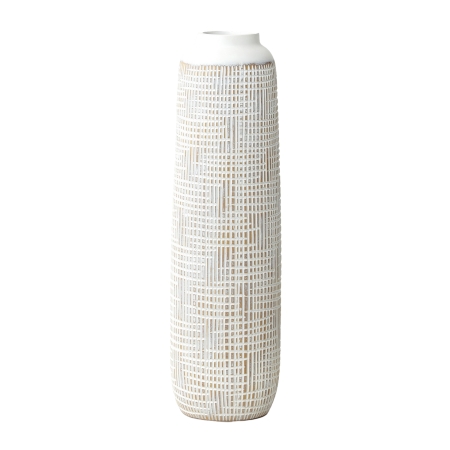 Vase totem en polyrésine blanc H50 cm
