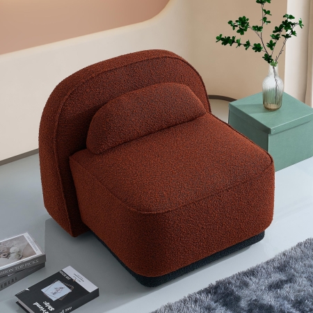 Fauteuil pivotant en tissu bouclette terracotta