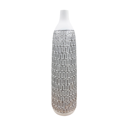 Vase XL en polyrésine blanc et argent H59 cm