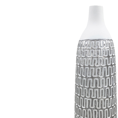 Vase XL en polyrésine blanc et argent H59 cm