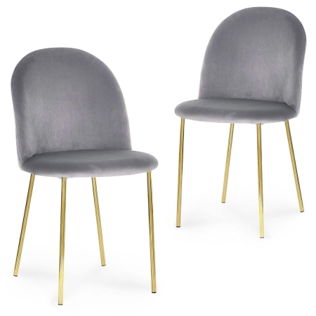 Lot de 2 chaises en velours gris design