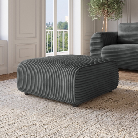 Pouf en velours côtelé épais doux gris