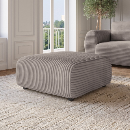 Pouf en velours côtelé épais doux taupe