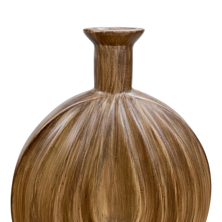 Vase rond en polyrésine imitation bois H31 cm