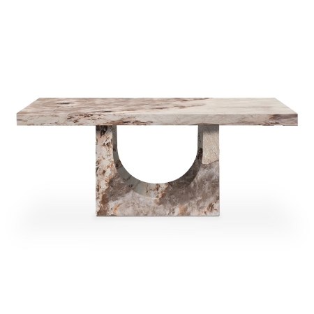 Table à manger marbre d'ingénierie beige et marron