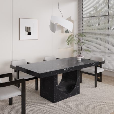 Table à manger marbre d'ingénierie noir