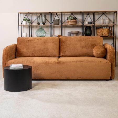 Canapé 3 places convertible avec coffre en tissu orange