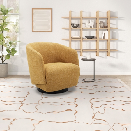 Fauteuil cabriolet design pivotant en tissu jaune