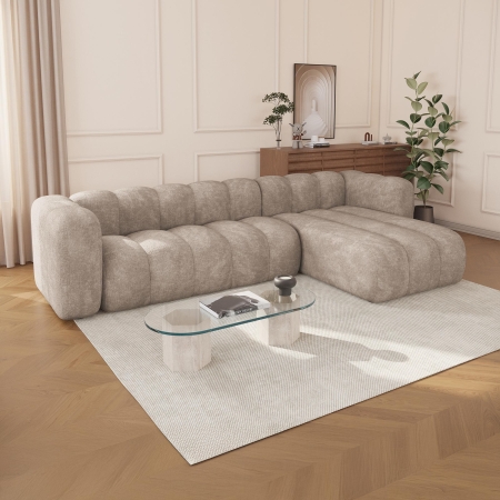 Canapé d'angle réversible en tissu taupe