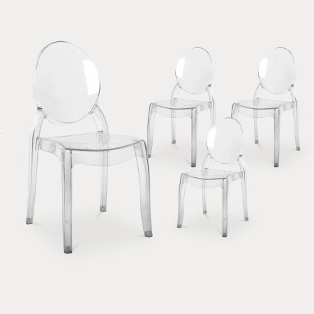 Lot de 4 chaises design transparentes
