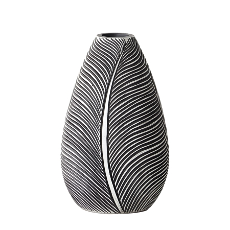 Vase en résine noir et blanc H30 cm