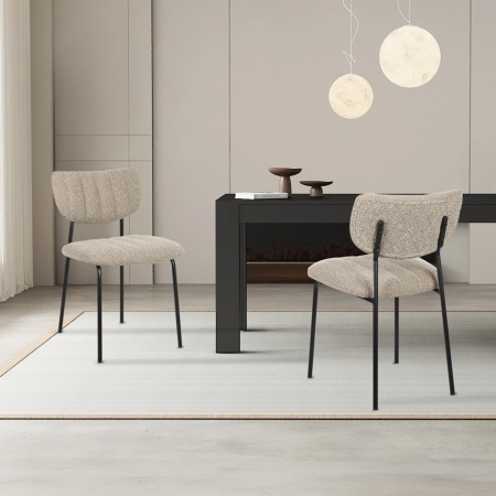 Lot de 2 chaises en tissu taupe piètement métal noir