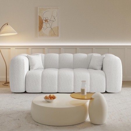 Canapé 3 places tissu bouclette beige