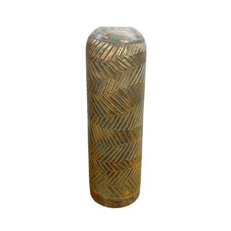 Vase XL en polyrésine vert et doré H43 cm