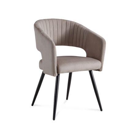 Lot de 2 chaises design en velours beige pieds en métal noir