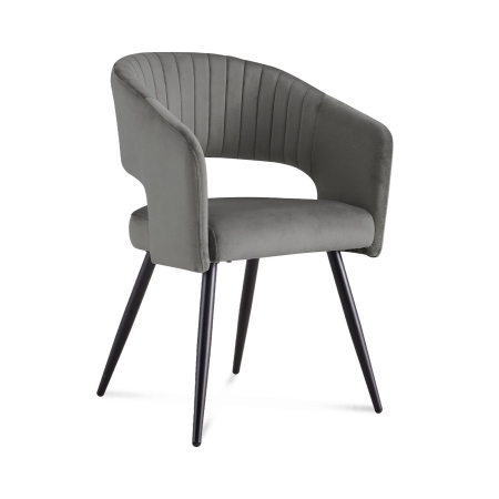 Lot de 2 chaises design en velours gris pieds en métal noir