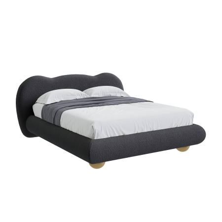 Lit design effet peau de mouton anthracite 160x200 cm