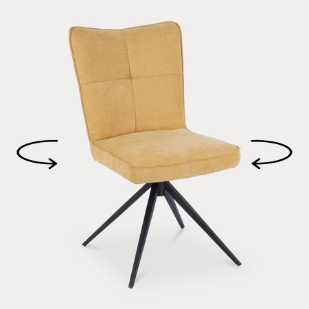 Lot de 2 chaises en tissu jaune pieds métal noir