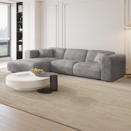 Canapé d'angle design en tissu gris - Angle gauche
