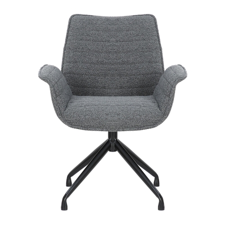Chaise pivotante tissu bouclette gris foncé piètement en métal noir