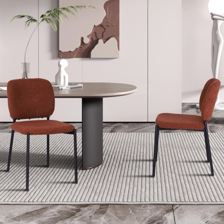 Lot de 2 chaises en tissu rouille piètement métal noir