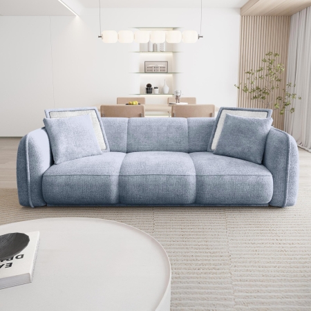 Canapé 3 places design en tissu bleu