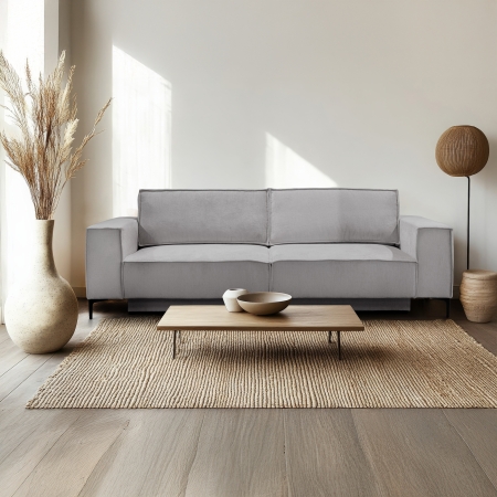 Canapé 3 places convertible en tissu gris clair
