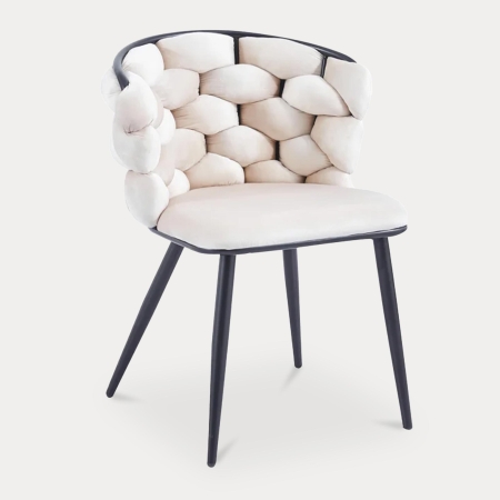 Lot de 2 chaises en velours beige pieds en métal noir