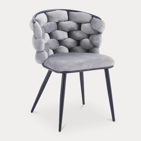Lot de 2 chaises en velours gris pieds en métal noir