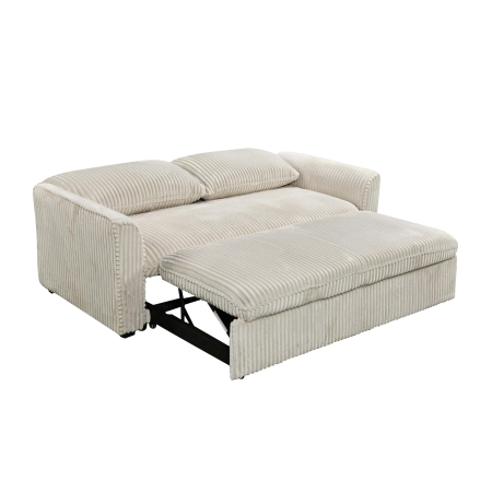 Canapé convertible 3 places en velours côtelé épais beige