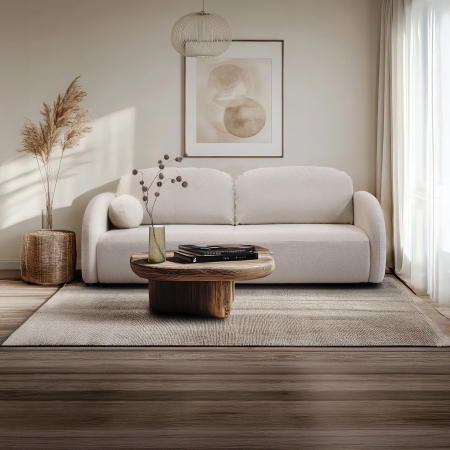 Canapé 3 places convertible en tissu bouclette beige