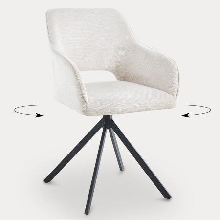 Lot de 2 chaises pivotantes en velours beige pieds en métal noir