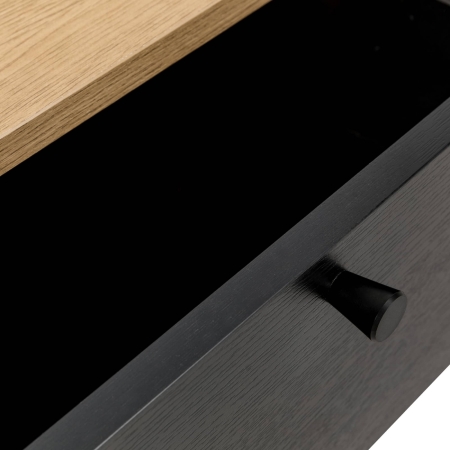Table basse avec rangement en bois clair et métal noir