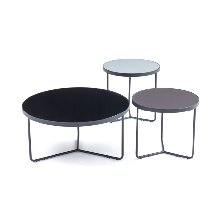 Lot de 3 tables basses rondes pieds en métal noir
