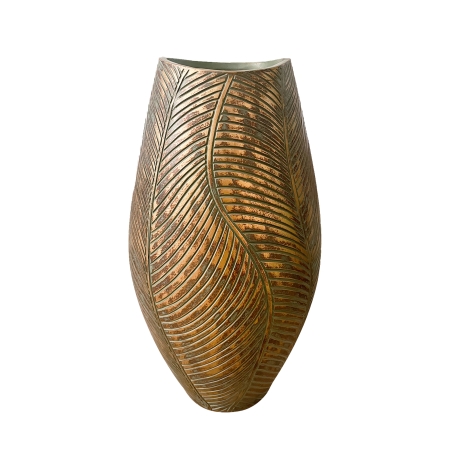 Vase en polyrésine vert et doré H40 cm