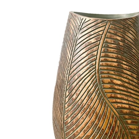 Vase en polyrésine vert et doré H40 cm