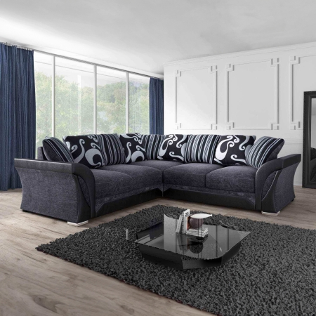Canapé d'angle en tissu gris et noir