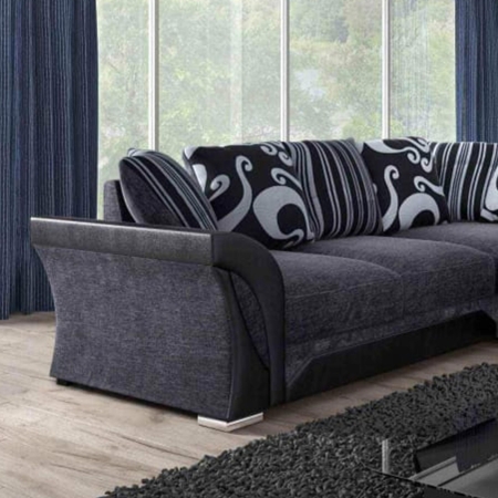 Canapé d'angle en tissu gris et noir