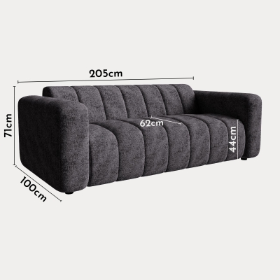 Canapé 3 places en tissu matelassé gris