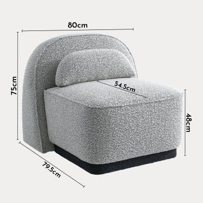 Fauteuil pivotant en tissu bouclette gris